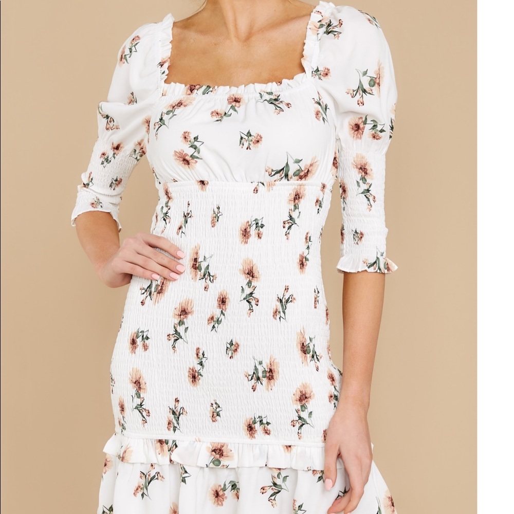 NWT Storia white floral smocked bodice dress - Picture 3 of 7
